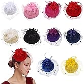 10 Pcs Tea Party Hats for Women - 20s 50s Cocktail Headband with Feather Mesh Veil Vintage Fascinator Hats for Women Tea Party Wedding Church Birthday Halloween Christmas