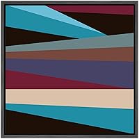 SIGNWIN Framed Canvas Wall Art Black, Blue, Red, Purple, Brown Color Blocks and Lines Geometric Shapes Illustrations Minimalism Modern Fun for Living Room, Bedroom, Office - 16x16 inches