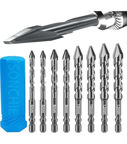 Luckyway 10-Piece Eccentric Drill Bit Set - 5/32" To 1/2" Crooked Head For Masonry, Tile, Glass & More