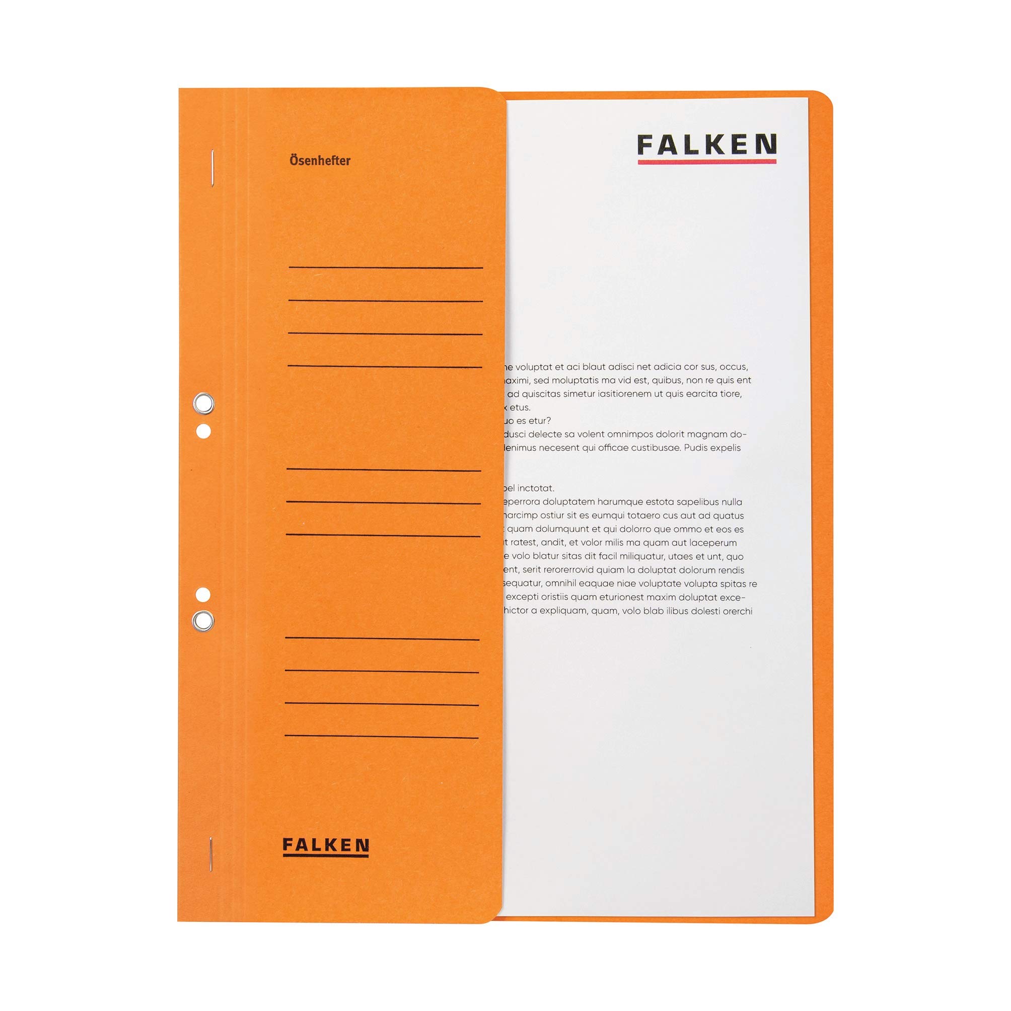 Exacompta - Ref 80000516001F - FALKEN - Eyelet Top-Down Flat Files - A4 (210 x 297mm) in Size, 250gsm Recycled Manilla, Half Cover for Identification - Orange (Pack of 50)