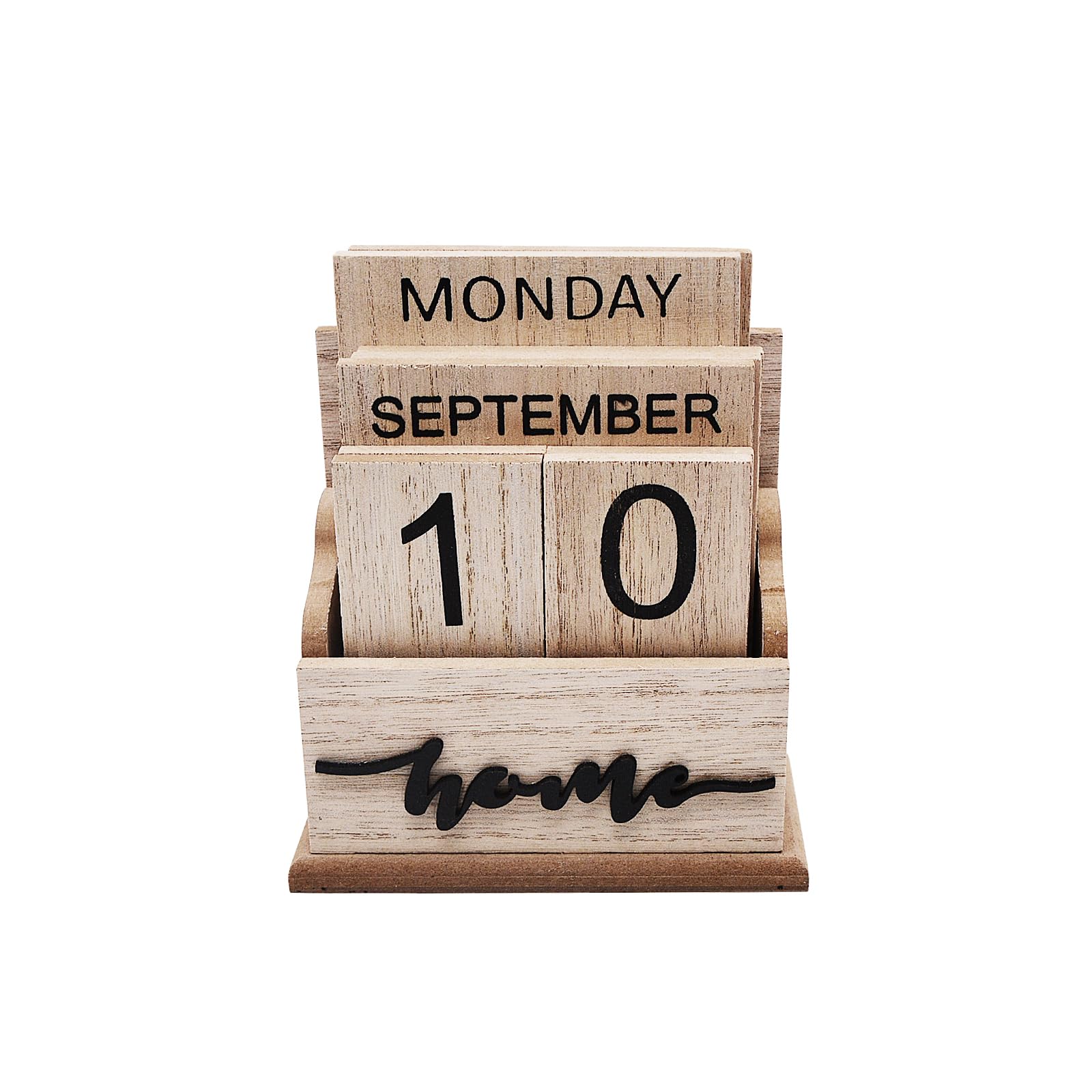 ANMOO Vintage Perpetual Calendars, Wooden Month Week Date Display Blocks for Desk Office Home Decoration Style 3 - Wooden Desktop Block
