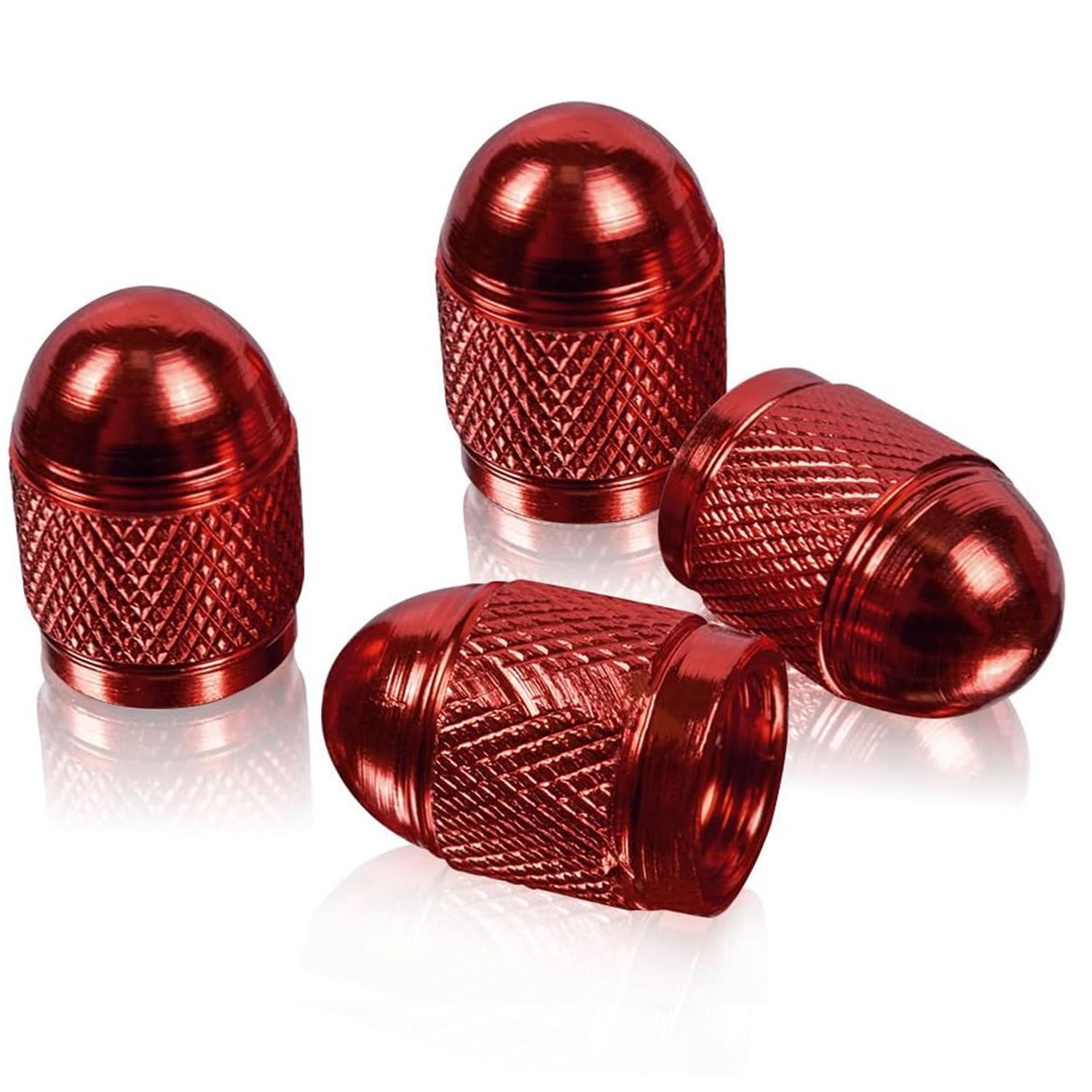 Red Bullet Dust Caps - Set of 4 | Universal Fit for Car, Bike, and Motorbike Tire Valve Stems | Durable, Stylish Valve Stem Covers for Protecting Against Dirt and Debris | Easy to Install & Remove