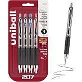 uniball&trade; 207 Gel Pens, Assorted Ink, 0.7mm Medium Point, 4 Count | Retractable, Smooth Writing, Fraud-Resistant, uni Super Ink&trade;
