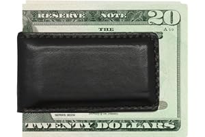 Real Leather Creations Magnetic Money Clip for Men Genuine Leather Money Clip for Men with 2 Strong Shielded Magnets | Minimalist, Slim Money Clip Holds 12 to 15 Bills