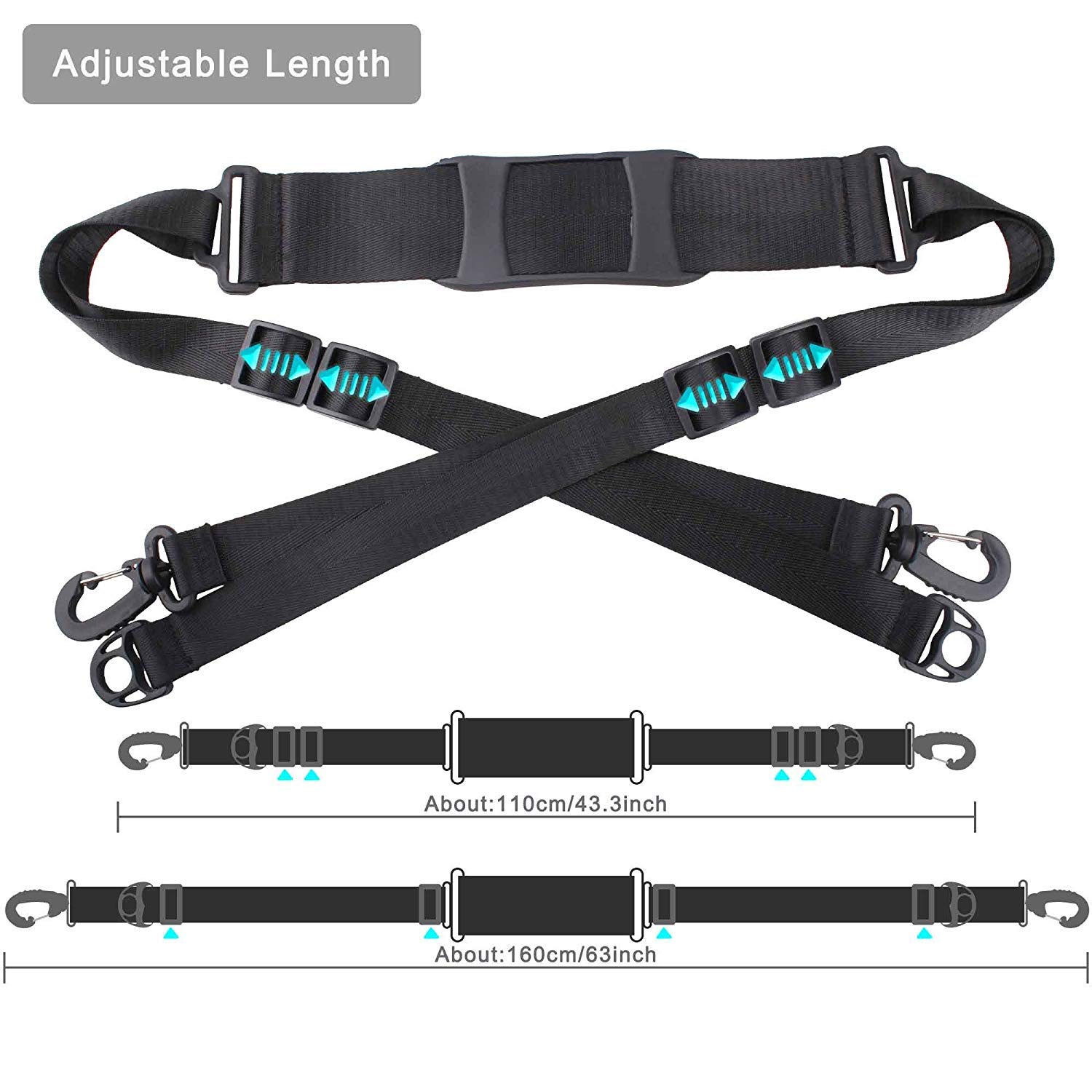 Epessa Kick Scooter Shoulder Strap, Adjustable Carrying Strap with Non-Slip Shoulder Pad for Beach Chair, Ski Board, Electric Scooter, Camp Chair, Kids Bikes, Foldable Bikes, Balance Bikes,Yoga Mat
