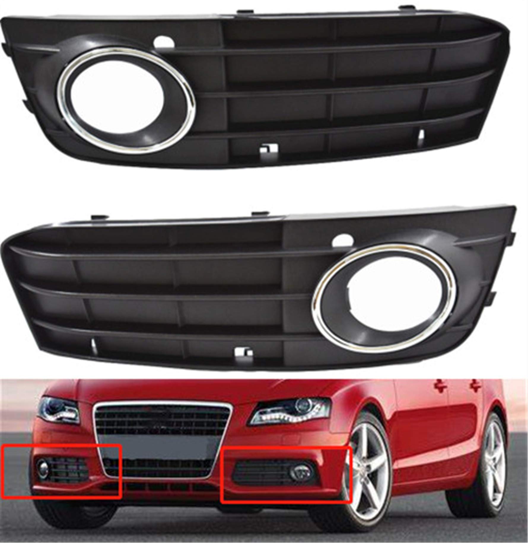 Photo 1 of munirater 2-Pack Front Bumper Fog Light Cover Grilles Replacement for A4 B8 A4L Regular Edition 2009-2012