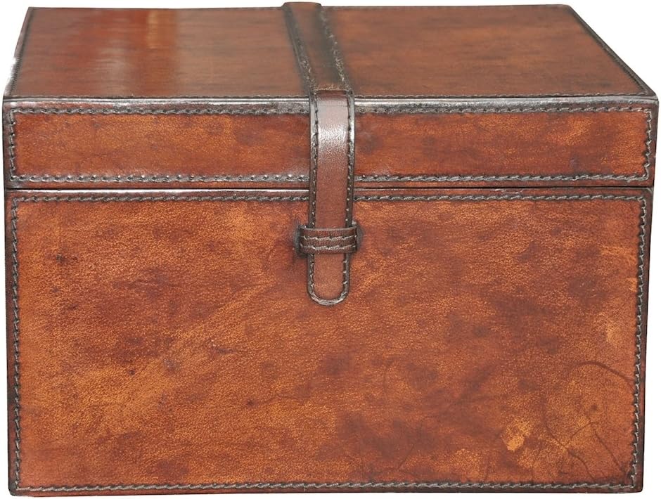 ELK Small Stitched Leather Box, Brown