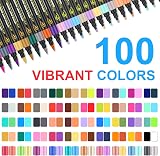 Lyuvie 100 Colours Dual Tip Acrylic Paint Pens Set 50 Pack 1mm Fine Brush Tips view 4