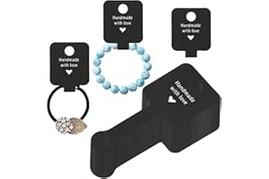 joycraft 100PCS Bracelet Display Cards, 4 x 1.5Inch Self Adhesive Handmade with Love Blank Necklace Cards, Black Jewelry Pack