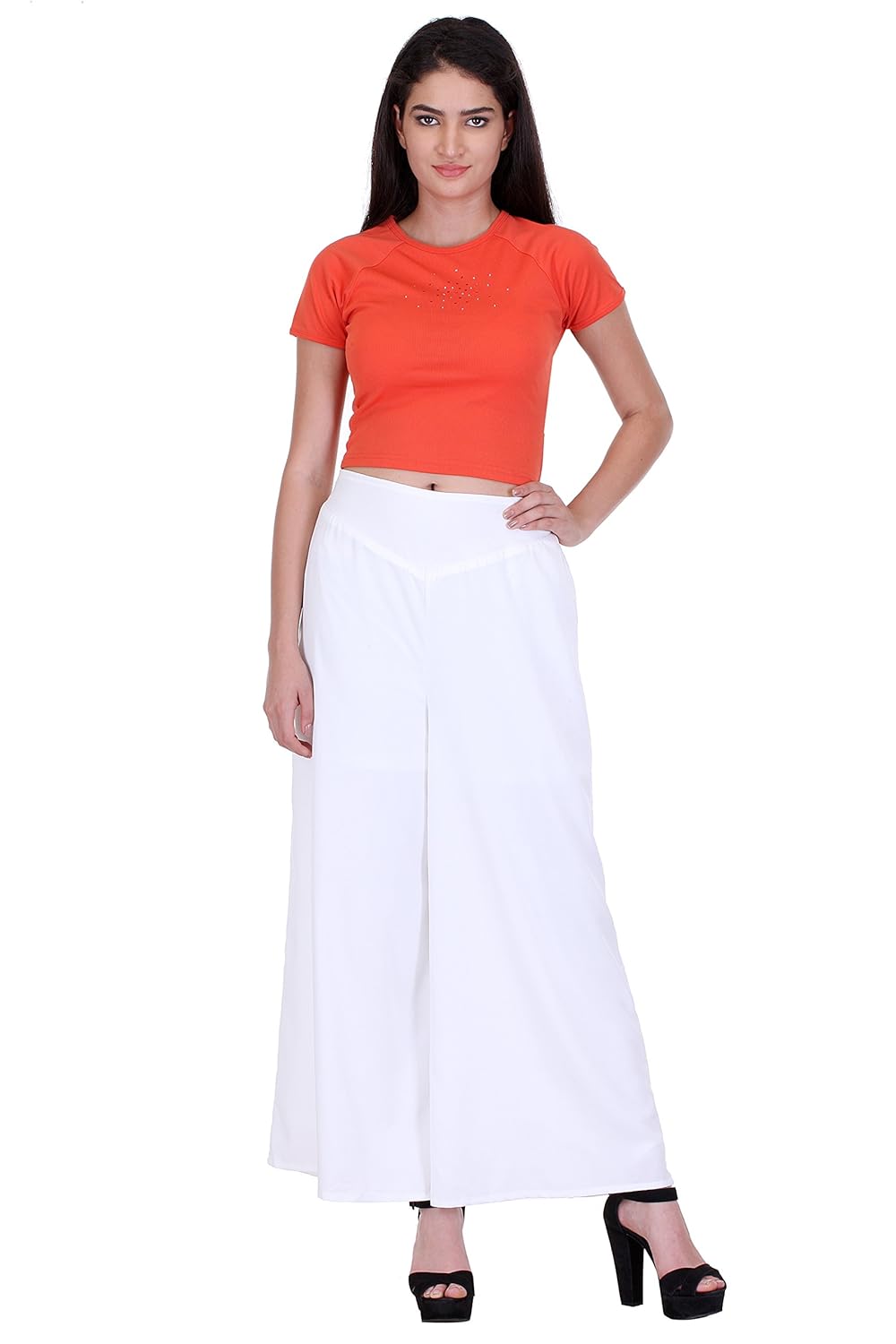 deewa white crepe palazzo