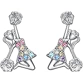 Girls's Cheerleader Earrings Stud Gifts,Sport Cheerleader Jewelry Cheer Accessories Birthday Gifts for Cheerleading Lovers