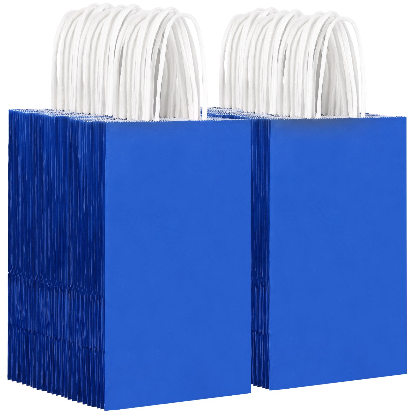 Photo 1 of OUTUXED 150pcs Blue Paper Bags with Handles, 5.25x3.2x8 Inches Small Blue Gift Bags Bulk for Shopping, Birthday, Wedding, Merchandise and Business Party