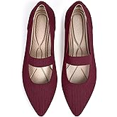 TINGRISE Women's Flats Shoes Pointed Toe Knit Washable Ballet Comfortable Dressy Mary Jane Flat