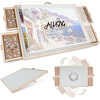 ALL4JIG 1500 Pieces 2-in-1 Tilting & Rotating Puzzle Board for Adults Gifts, Wooden Jigsaw Puzzle Table with 4 Drawers, Porta