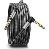 Aqdocvf Premium 1/4 Inch TRS Cable 10ft, Guitar Cord Right Angled | Noise‑Free Long‑Lasting Pro 6.35mm Stereo TRS Cable, Balanced Line for Electric Guitar, Mixer, Studio Monitor, Amp, Speaker
