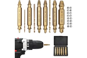 Valkynos Damaged Screw Extractor Set, 6Pcs HSS 4341 Screw Extractor Remover Kit and 3Pcs Twist Drill Bit Kit for Stripped Screws & Drill Bit Tools, Easily and Quickly Removal, Gift for Men
