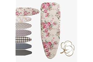 Ironing Board Cover Standard Size 12x35in 13x39in 13x43in 15x47in Natural Cotton Ironing Cover for Table Top, Drawstring Tigh