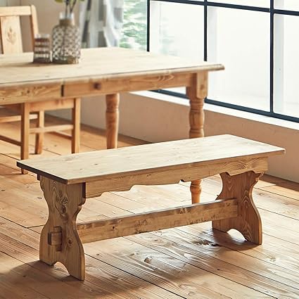 Amazon Co Jp ダイニングベンチ ダイニングチェア 木製 カントリー家具 組み立て パイン材 無垢 ベンチ 手作り ナチュラル 北欧カントリー風 カントリー調 1 150 Tdb 0908 ホーム キッチン