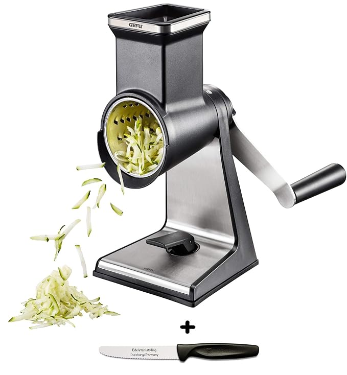 Gefu Geschenkset Trommelreibe TRANSFORMA® + Edelstahlstyling Universalmesser