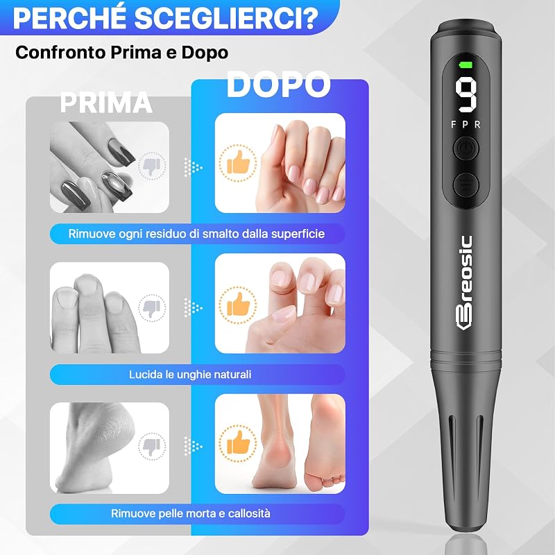 Fresa per Unghie Professionale Lima Elettrica per Unghie, Grigio — foto 4 di 8