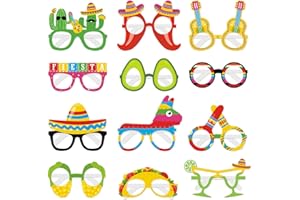 Kitticcino Fiesta Party Decorations Paper Eyeglasses Cinco De Mayo Paper Eyewears Mexican Themed Taco Party Cactus Pinata Taco Avocado Corn Sombrero Maraca Margarita Photo Props Party Supplies