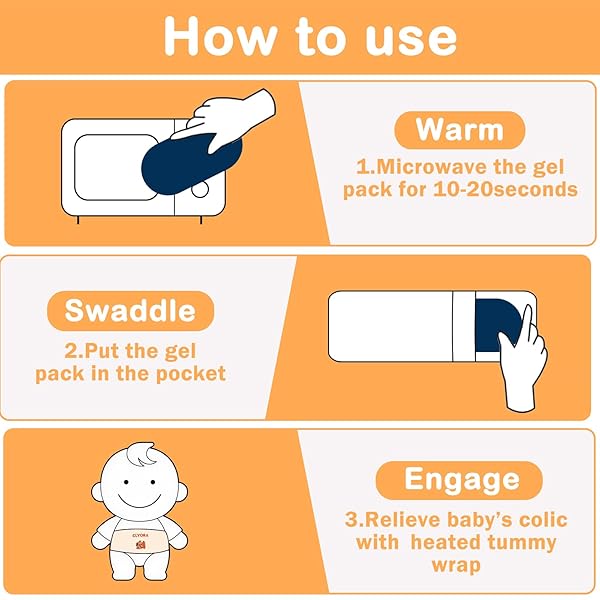 CLYORA HEATED BABY BELLY BAND FOR COLIC & GAS RELIEF, SILENT VELCRO INFANT GRIPE BELT, GENTLE WARMTH COMPRESSION SOOTHE TUMMY DISCOMFORT, ANTI-SCALD SAFE HEATING PAD, ADJUSTABLE FOR NEWBORN 0M+
