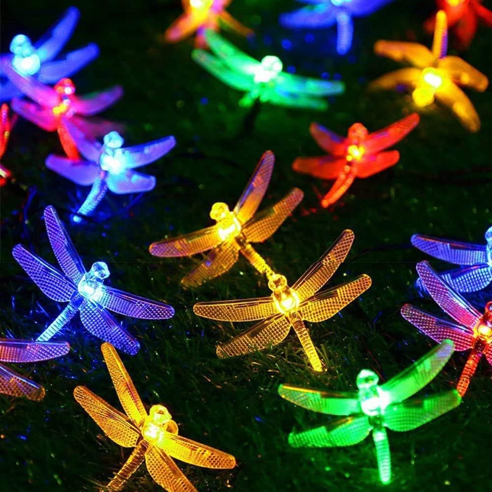 KEEDA Solar Outdoor String Lights, 16ft 20 LED Dragonfly Waterproof Decorative Lights for Outdoor Garden Christmas Party Decorations