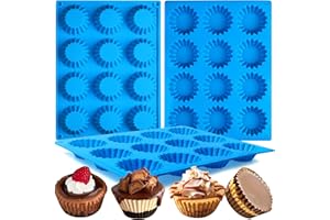 Sidosir 3pcs Peanut Butter Cup Mold, Silicone Mini Tart Pan for Bite Size Fat Bombs, Silicone Chocolate Candy Mold for Brownie (Peanut Butter Cup)