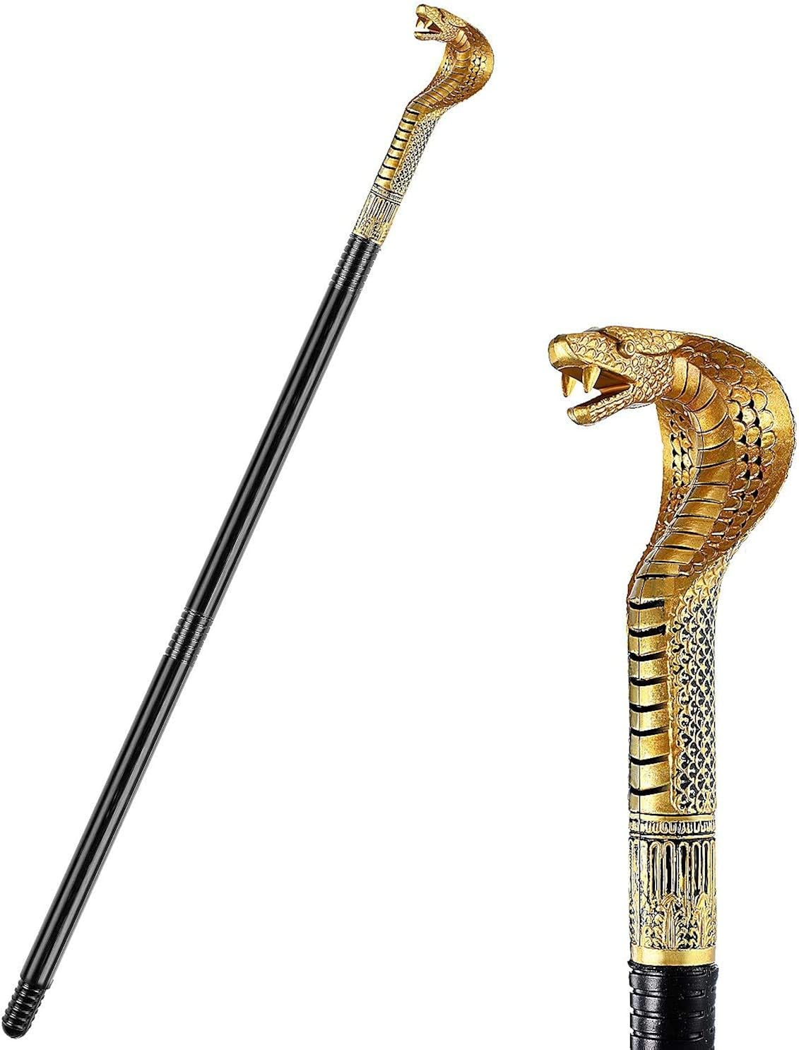 MAimee Egyptian Cobra Staff Cobra Cane Snake Walking Stick Cane Prop
