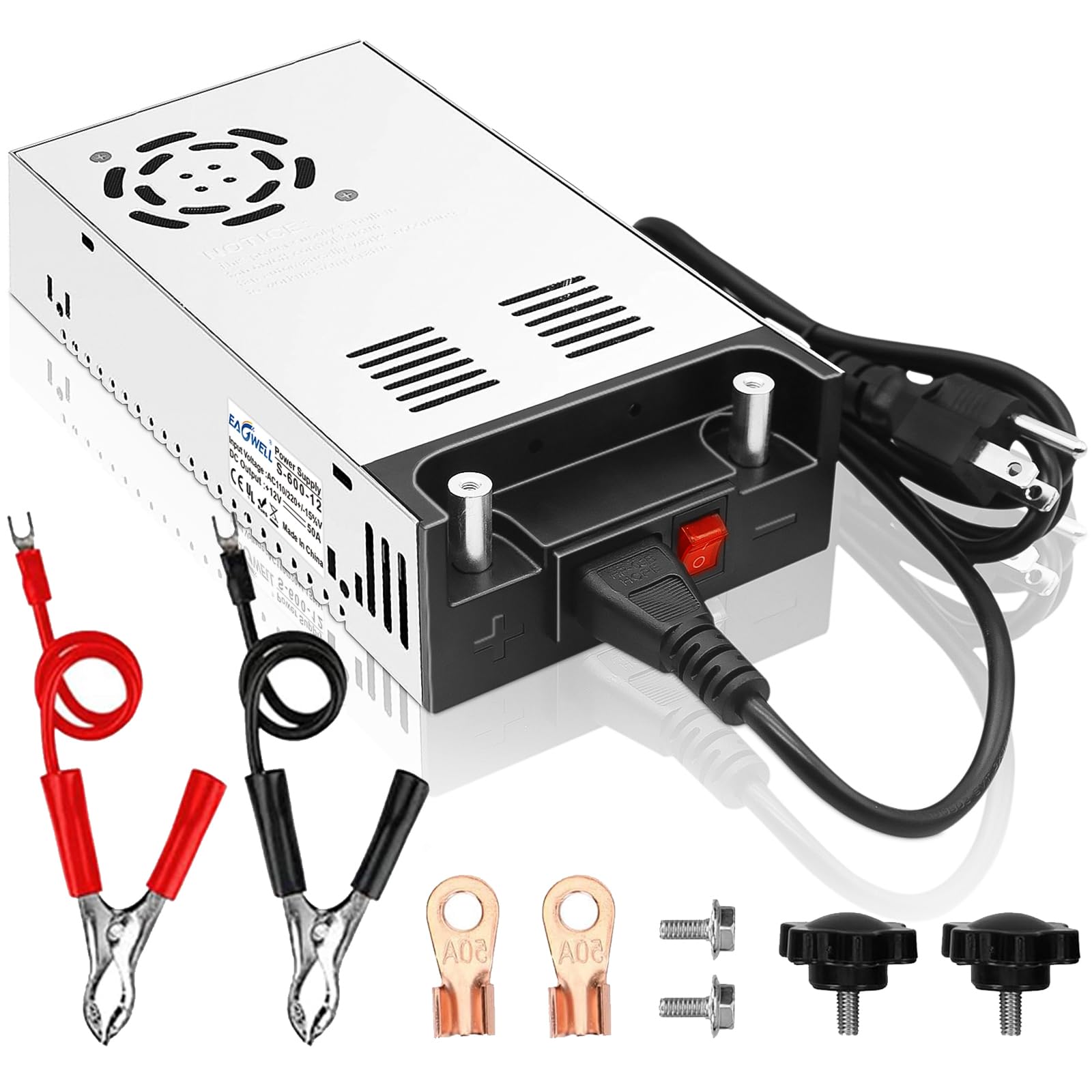 Photo 1 of EAGWELL New Version 110V AC to 12V DC Converter 600W 50A Power Supply, Universal SMPS Transformer for RV, Pump, LED Strip, CCTV, Car Stereo