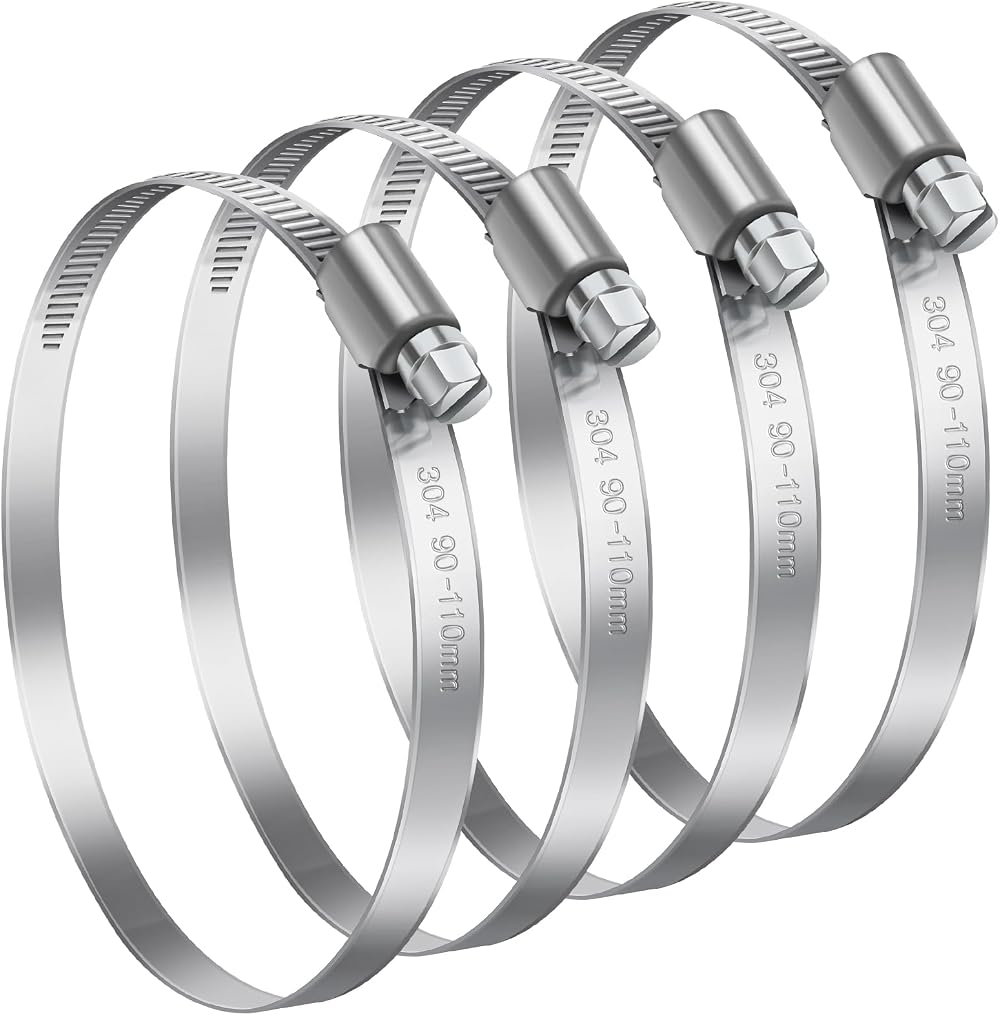 Bolatus 70-90mm Stainless Steel Worm Drive Hose Clamps 4 Pcs 304
