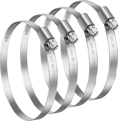 Bolatus 70-90mm Stainless Steel Worm Drive Hose Clamps 4 Pcs 304
