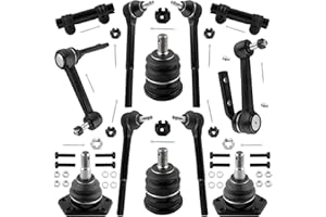 WEDOAUTO 12Pc Steering Idler Arm + Inner Outer Tie Rod Ends + Adjusting Sleeve + Upper Lower Ball Joints Fit For Chevrolet Astro For GMC Safari 1990-2005 K6366T K6365T ES2019 ES2020 ES2004 K5208 K6141