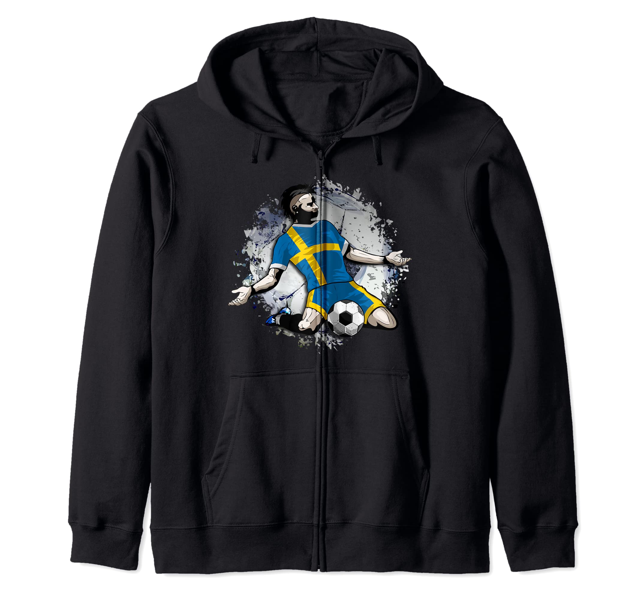 Sweden Soccer Swedish National Flag Football Lovers Design Zip Hoodie