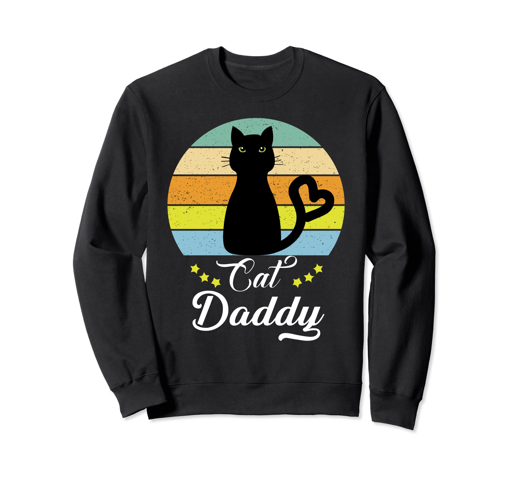 Mens Black Cat Daddy Kitty Cat Dance Meow Pet Animal Retro Sweatshirt