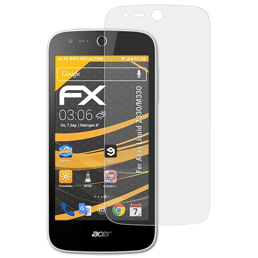 atFolix Panzerfolie kompatibel mit Acer Liquid Z330/M330 Schutzfolie, entspiegelnde und stoßdämpfende FX Folie (3X)