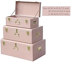 Vixdonos Decorative Box Set of 3 Metal Trunks Chest