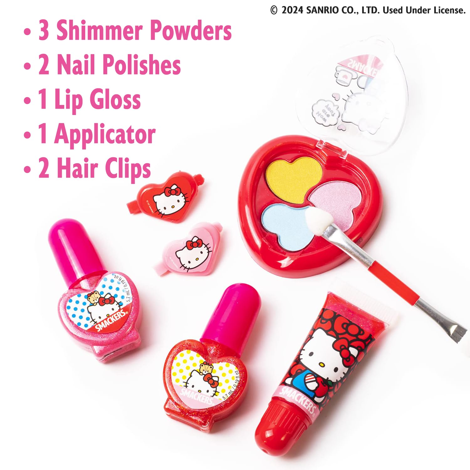 Lip Smacker Sanrio Hello Kitty Makeup Set, Kids Color Collection, 3 Moisturizing, Smoothing Soft Shine, Hydrating & Protecting Products, Fun Flavors, Cruelty-Free & Vegan
