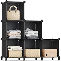 SONGMICS 6 Cube Storage Organizer, DIY Closet Shelf, Plastic Clothes Organizer, Modular Bookcase, 11.8 x 11.8 x 11.8 Inch Cub