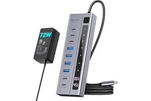 Minisopuru Powered USB C Hub – Support Max 45W Charging with 72W Power Adapter, 10Gbps Data Transfer, USB C to USB C Hub Charging for Meta Quest Pro, Steam, iPad Pro, iPhone, Watch (Not for Monitor)