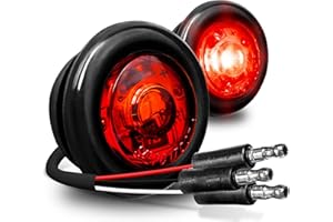 ONLINE LED STORE TRUE MODS 2pc 3/4" Inch Round Red Trailer 12V LED Marker Light [3 Wire/Turn Brake Tail TBT Lights] [DOT FMVSS 108] [SAE P2PC] [Semi-Spherical Output] [IP67 Waterproof] Small Markers for Trailer Truck