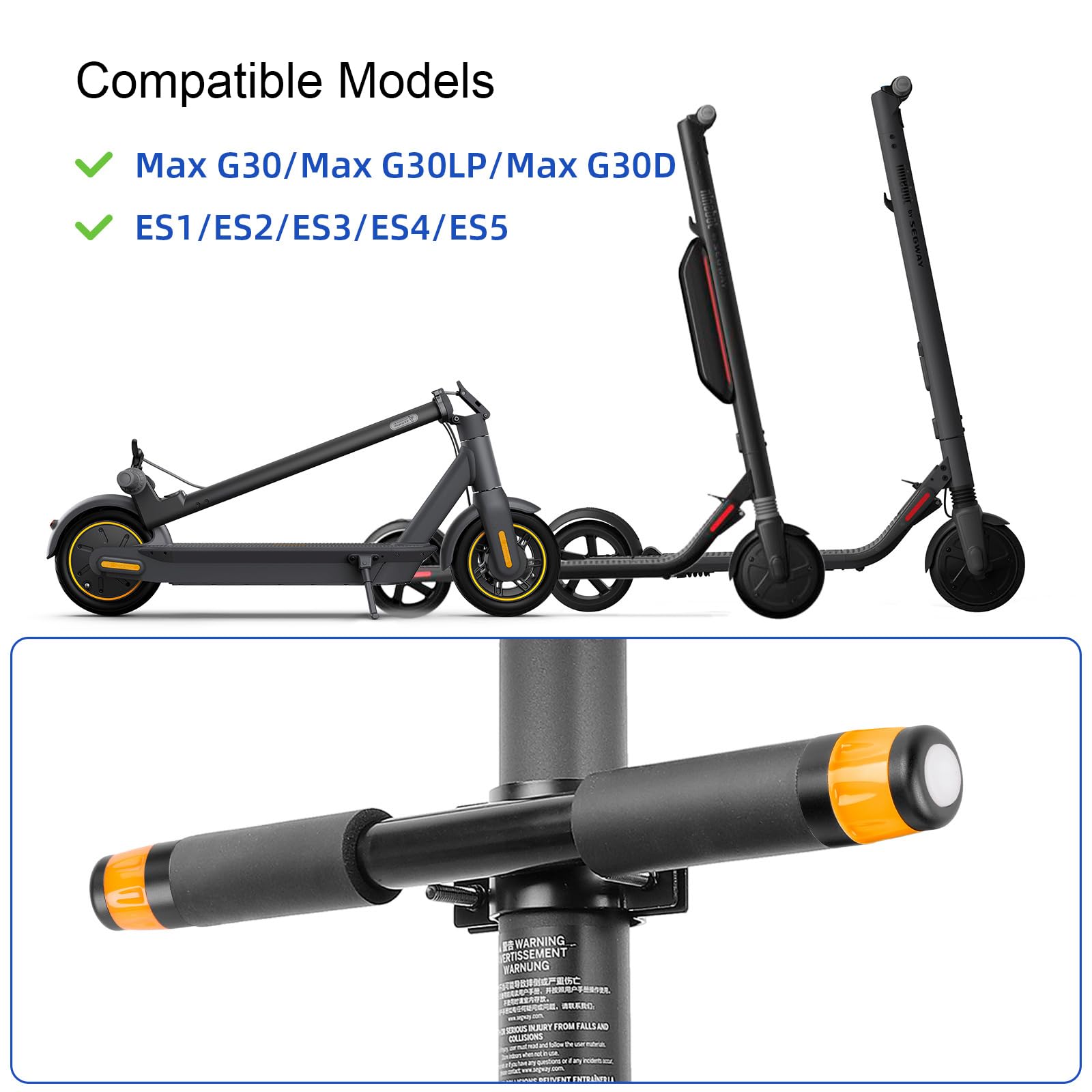 MIMIRACLE Scooter Handles Grips for Kids - Non-Slip Adjustable Child Safety Handle with LED Warning Light