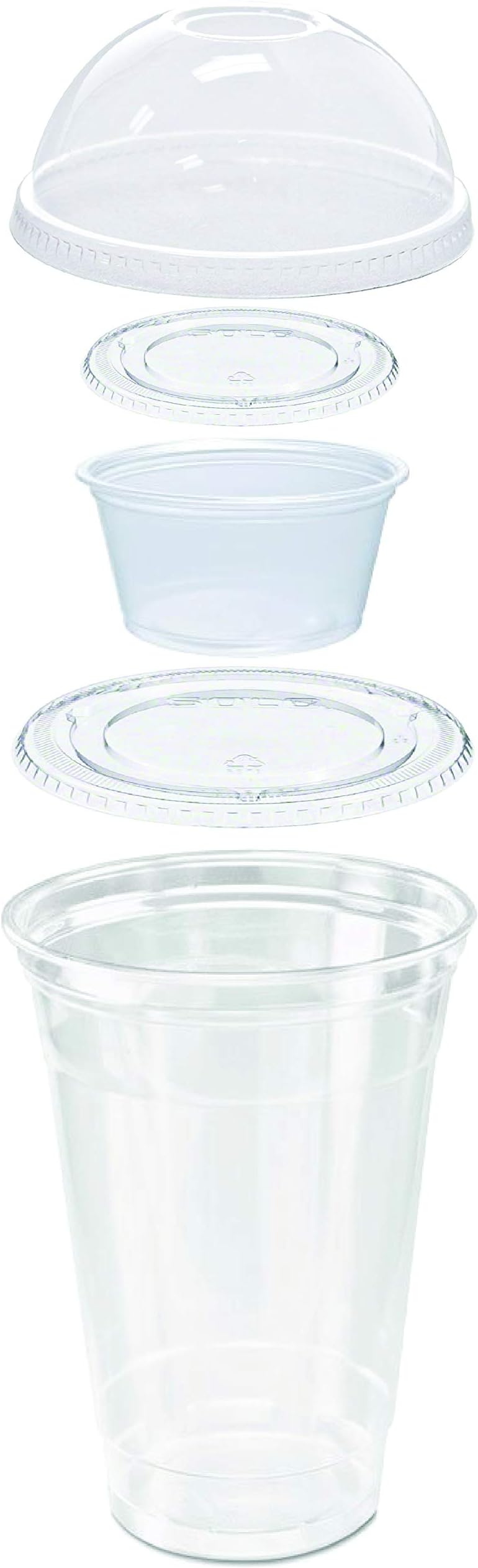 25 Count Grab n' Go Parfait/Snack Cup, Includes Souffle Cup with Lid, and Dome Lid with Signature Party Picks (20 Ounce)