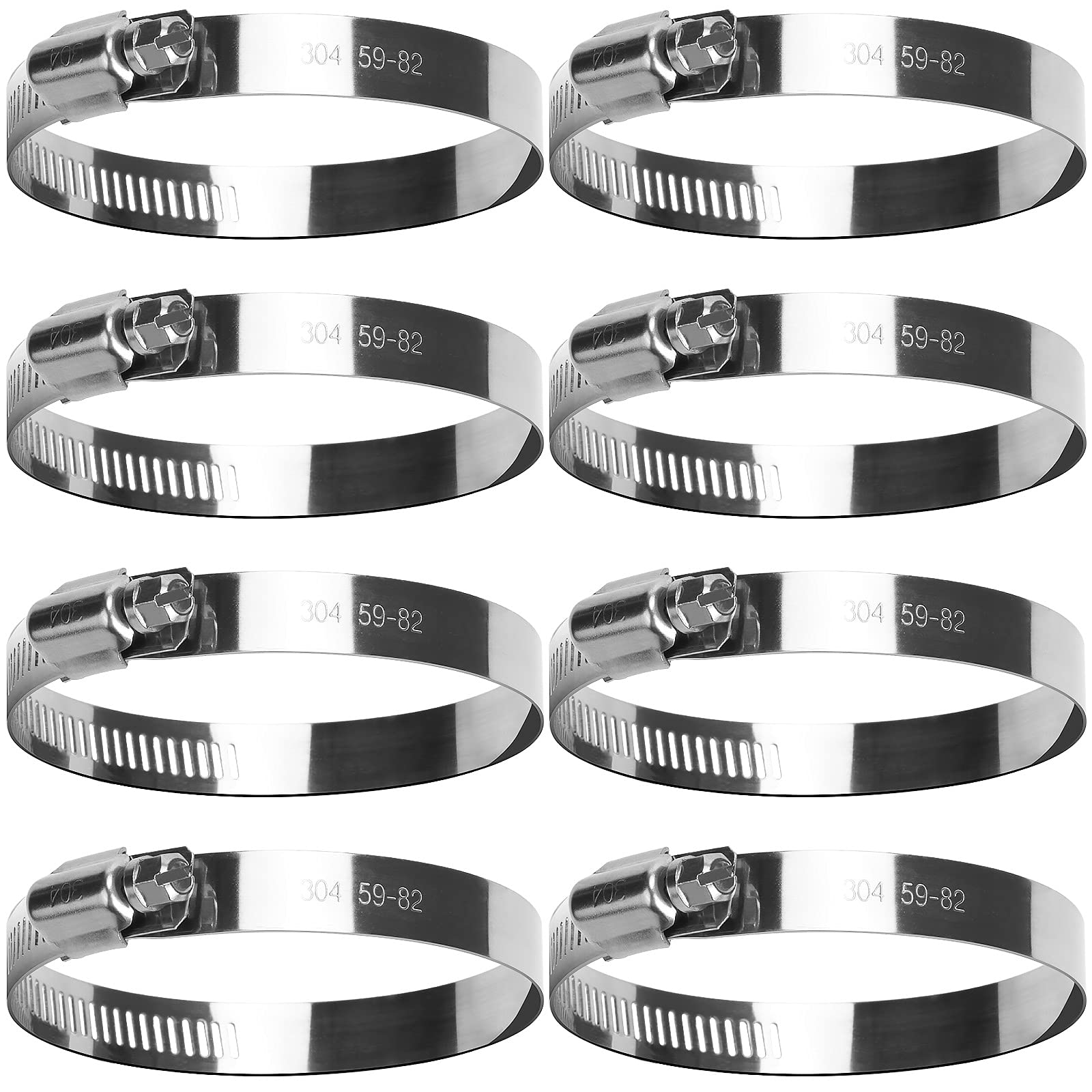 8 Pack Jubilee Clips 59-82 mm Hose Clips Adjustable Ducting Clamps for Securing Hoses and Pipes Tube — image 1