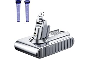 JUNWOOD 8000mAh Replacement for Dyson V6 Battery 21.6V Lithium VTC4 SV03 SV04 SV05 SV06 SV07 SV09 DC58 DC59 DC61 DC62 DC72 DC74 Absolute Animal Motorhead Slim Vacuum with 2 Filters (V6)