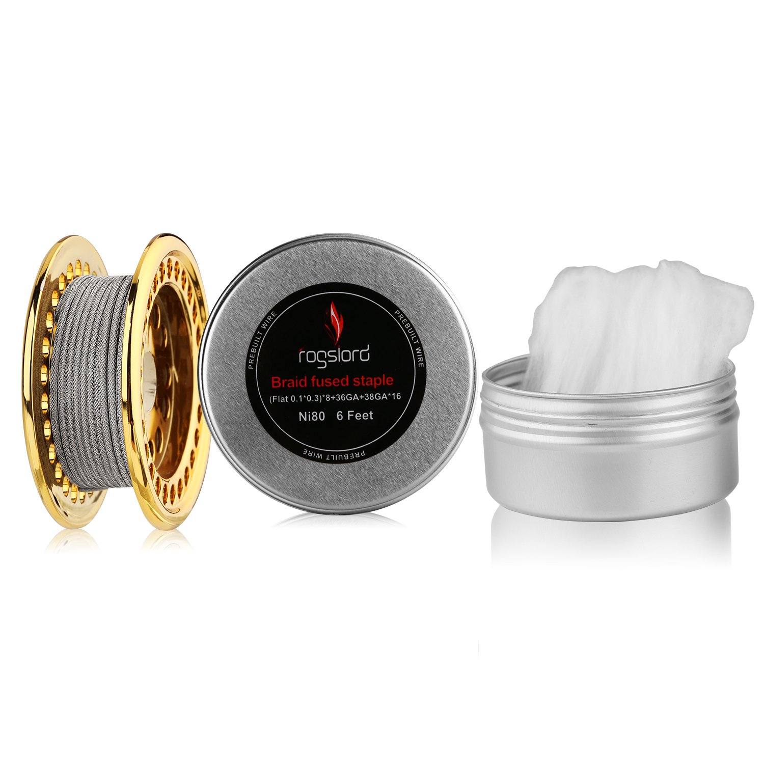 Braid fused staple 6 ft - AWG (Flat 0.1x0.3) x 8 +36GA+38GAx16 Resistance Wire,Nichrome 80 Prebuilt Wires for Household Wiring Use with Cotton