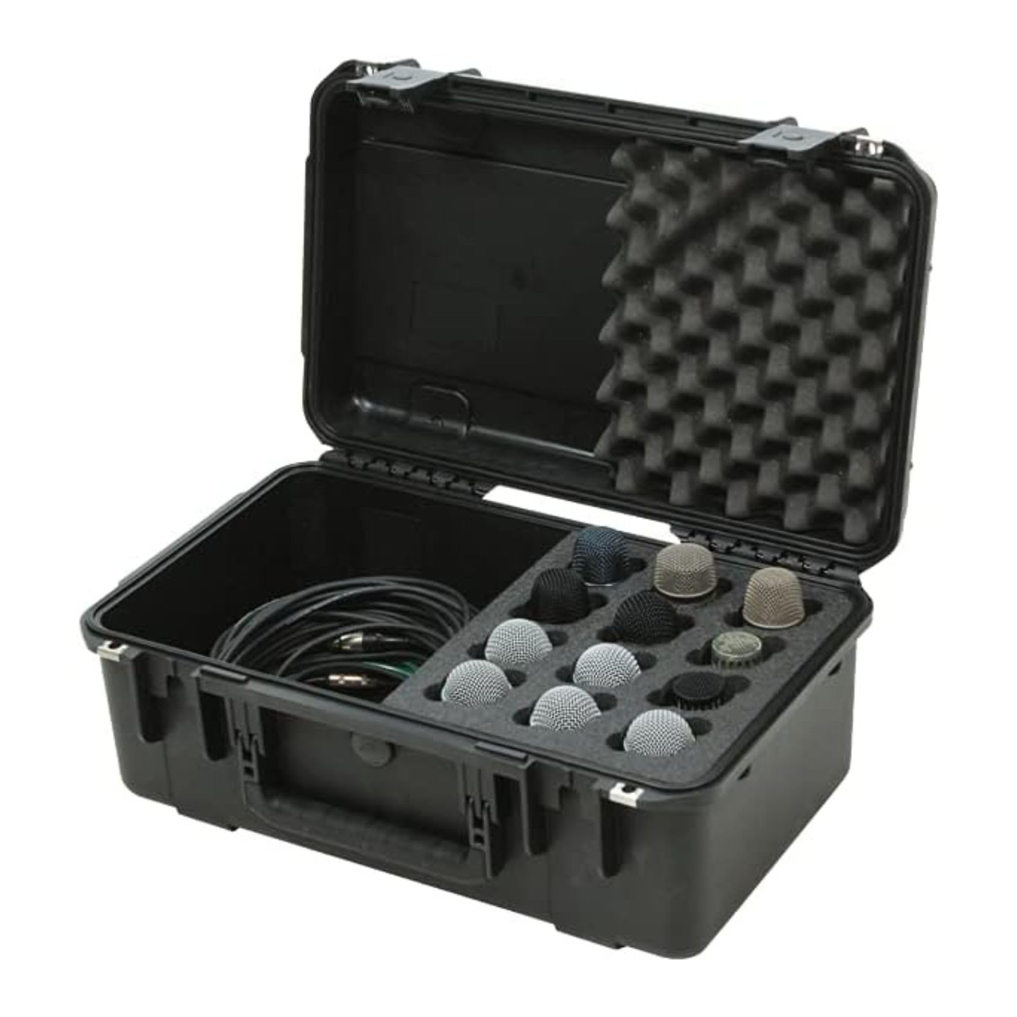 SKB 3I-2011-MC12 Injection Molded Case with Foam, Storage Compartment for 12 Microphones - Black
