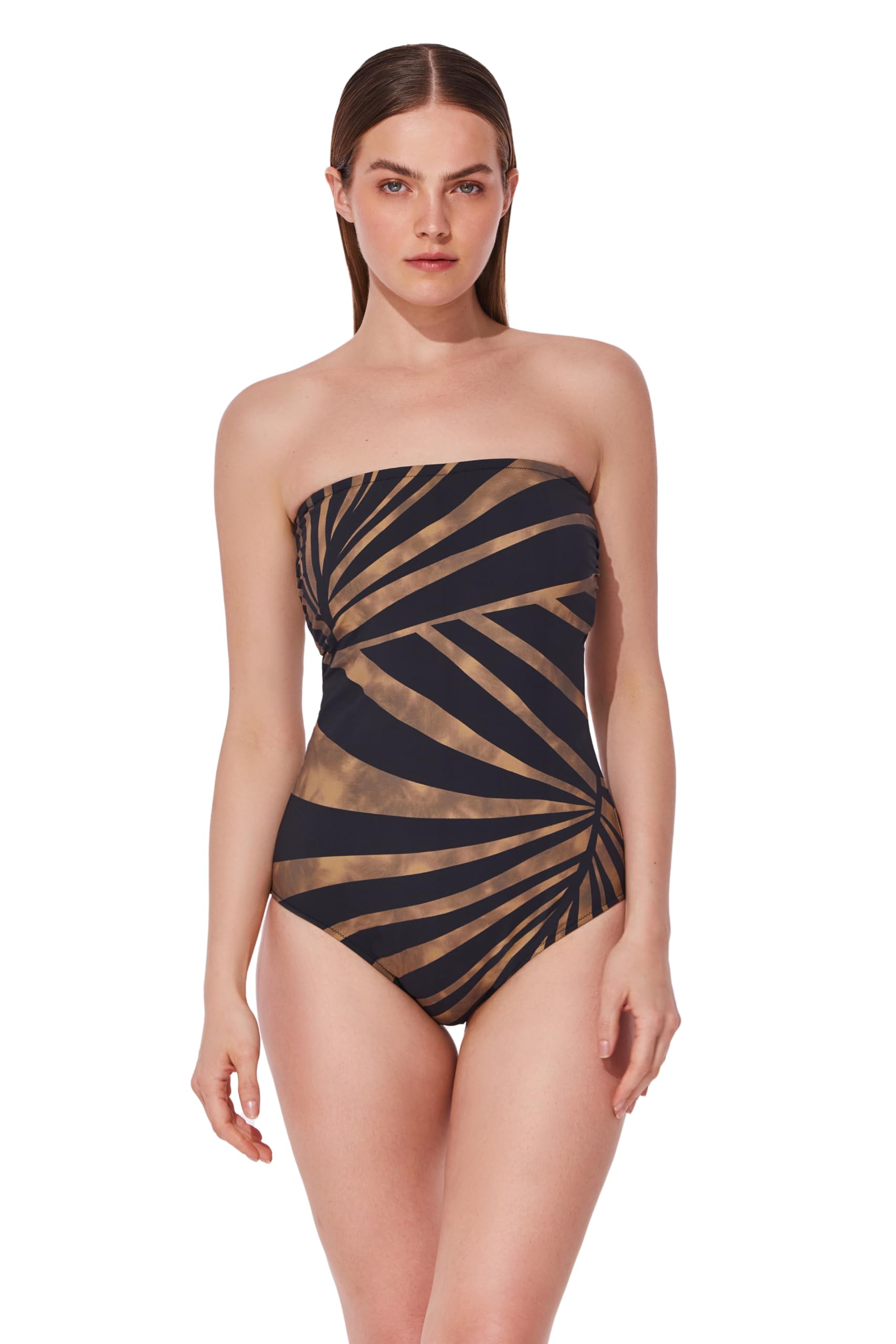 Photo 1 of Gottex Desert Queen Bandeau One Piece - Built-in Soft Cups, Tummy Control, Front & Back Lining, Classic Back Coverage