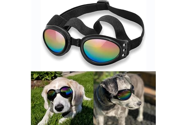 QUMY Dog Sunglasses Dog Goggles for Medium Large Breed Dogs, Wind Dust Fog Snow Protection Eye Wear Pet Glasses with Adjustab