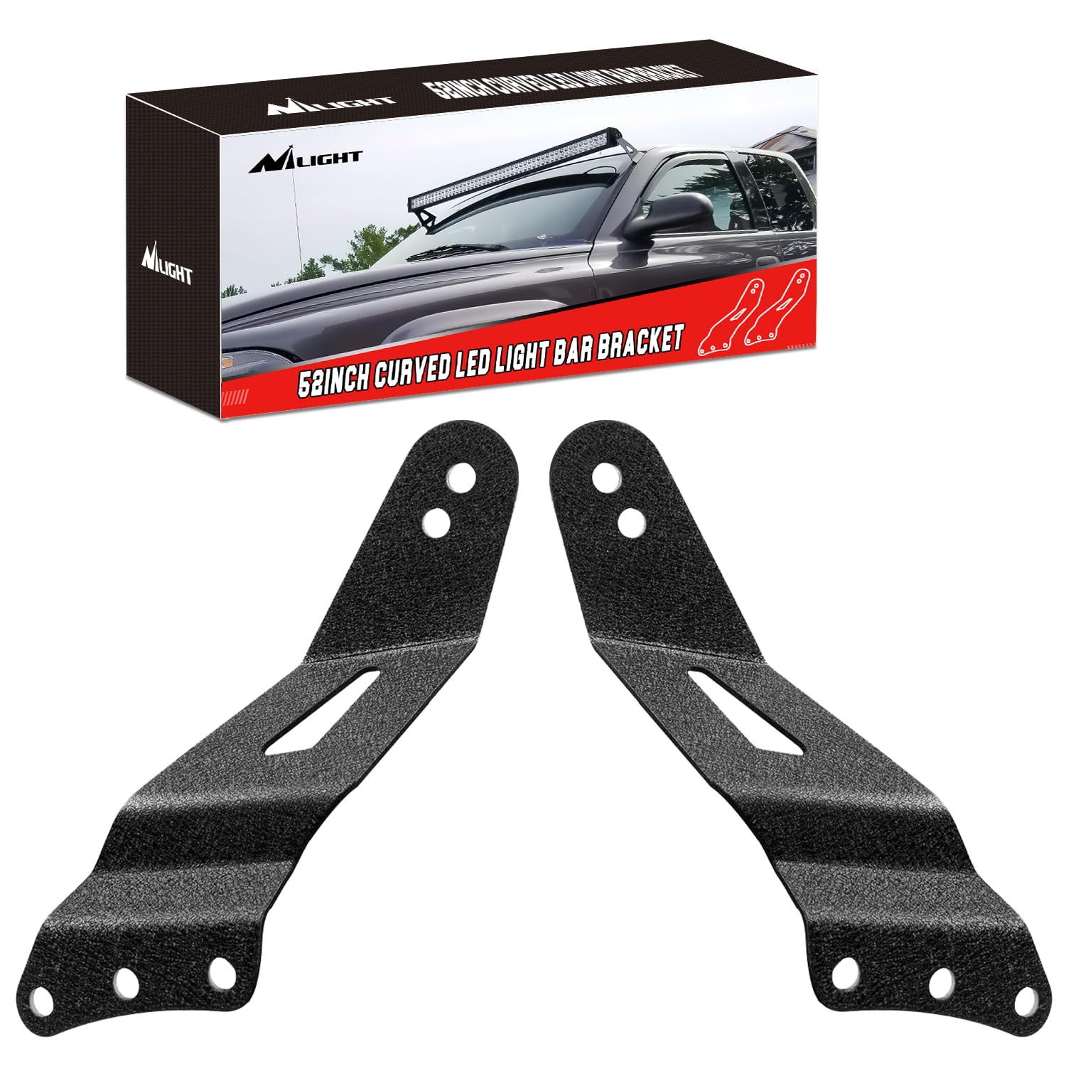 Nilight Barra de luz LED curvada de 52 pulgadas, soporte de montaje en techo para Chevy GMC 1999-2006